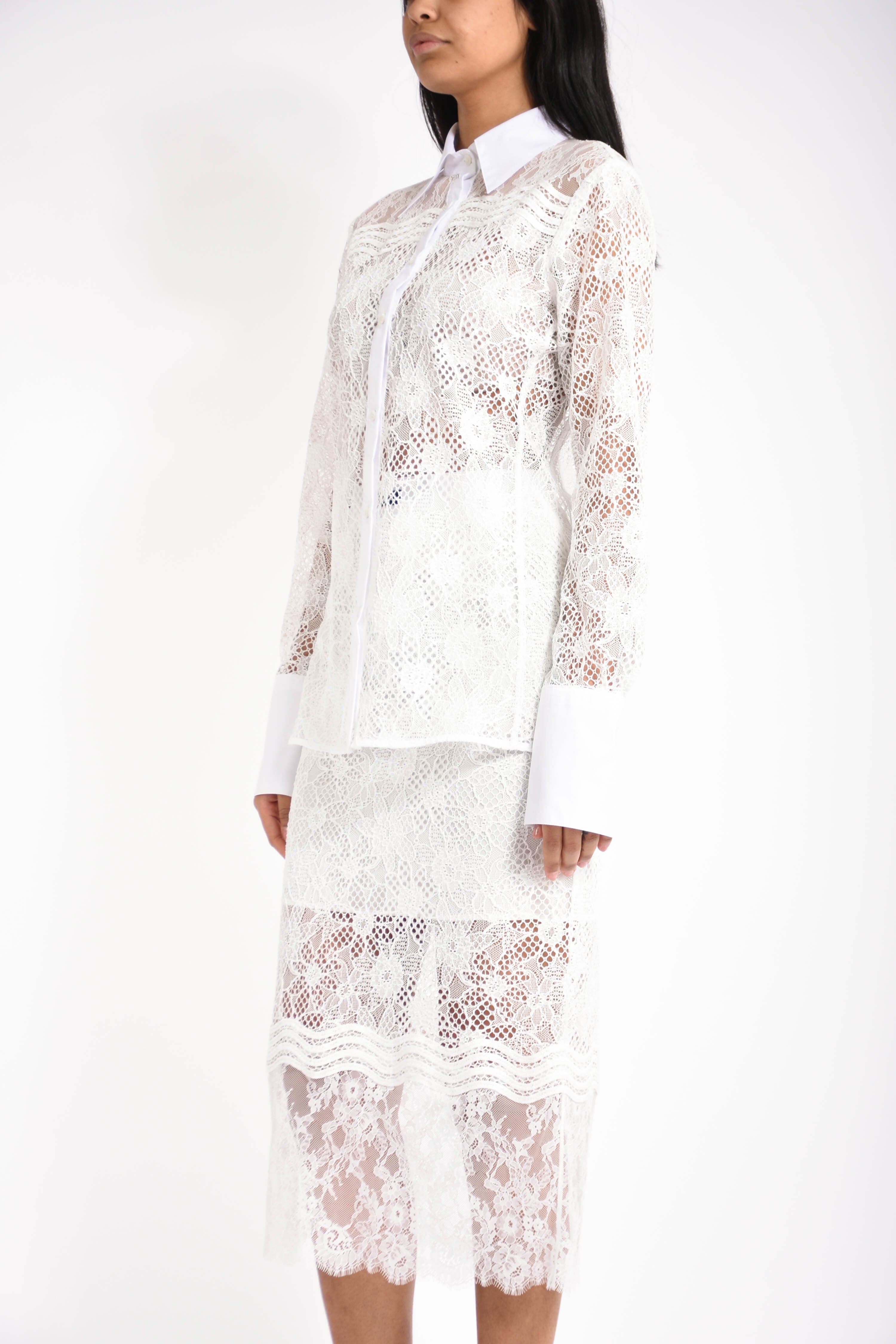 Camicia in tulle e pizzo coline