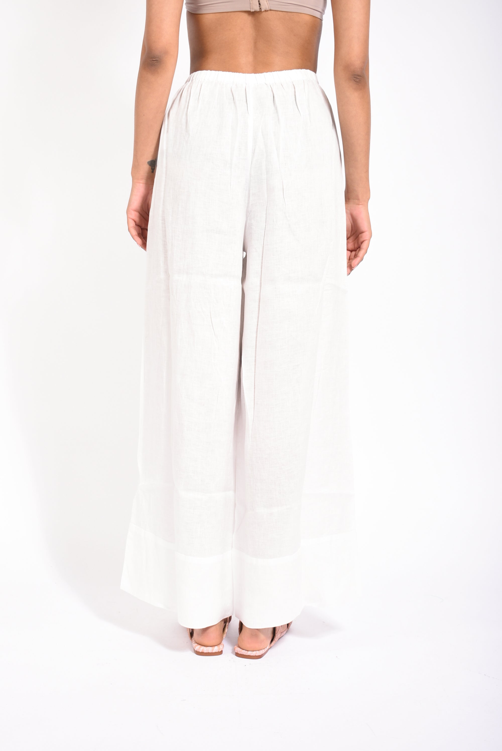 pantaloni ricamato lino