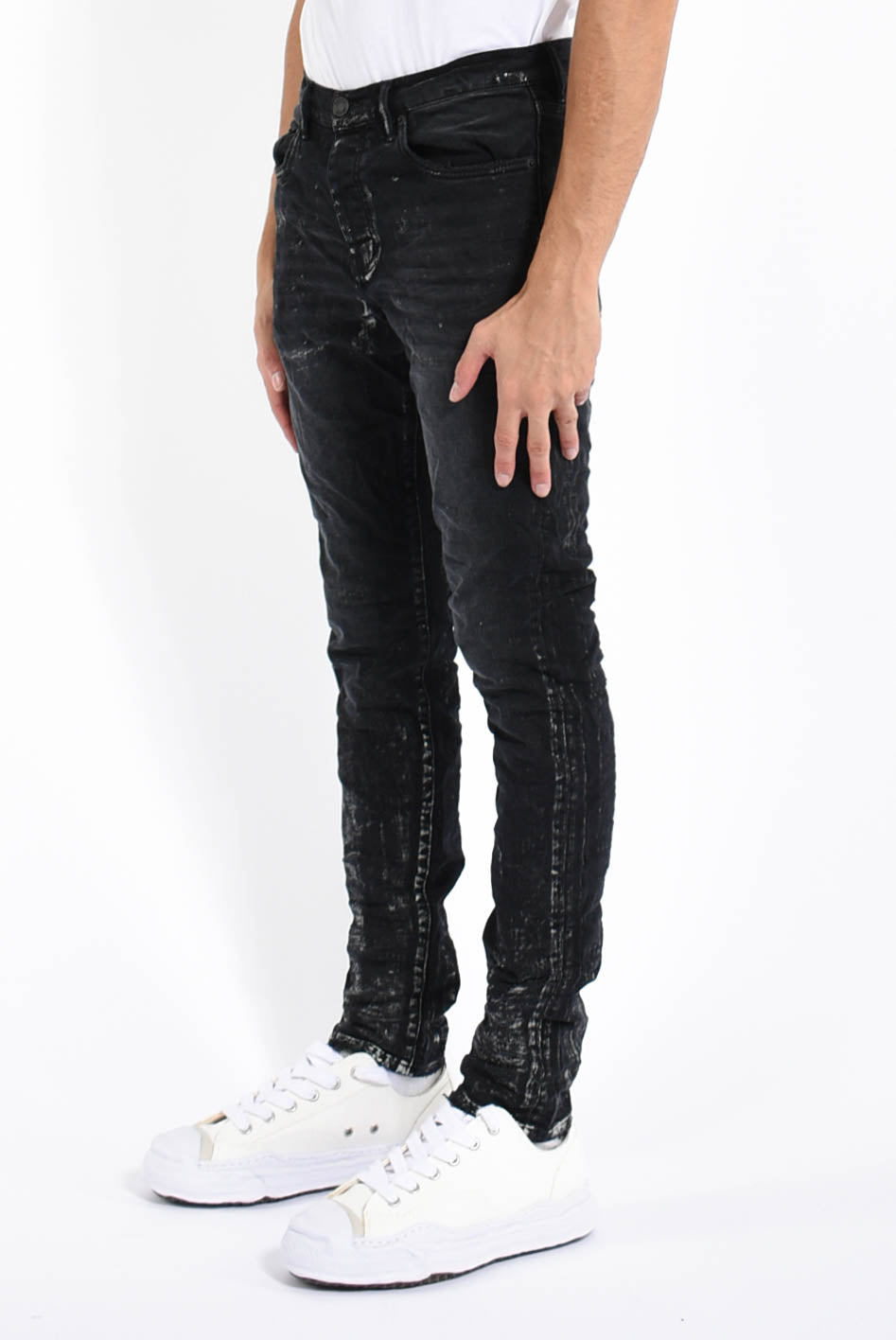 Jeans black wash metallic silver