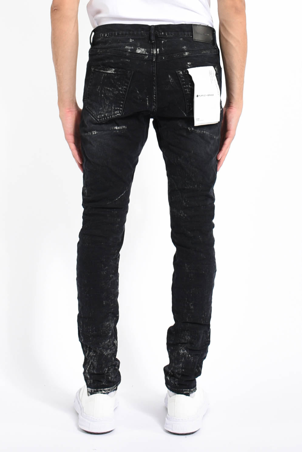 Jeans black wash metallic silver