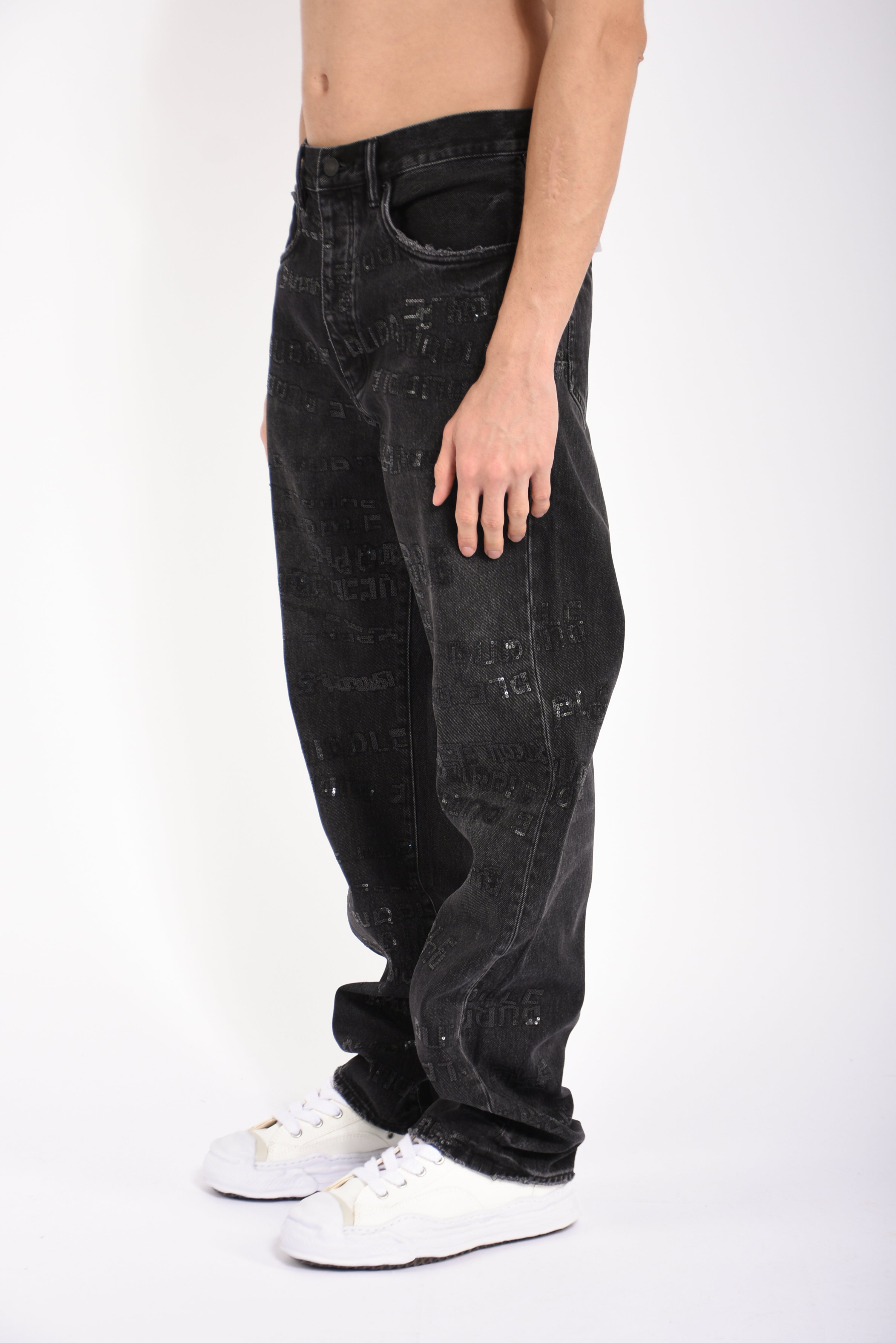 Jeans sequins wordmark