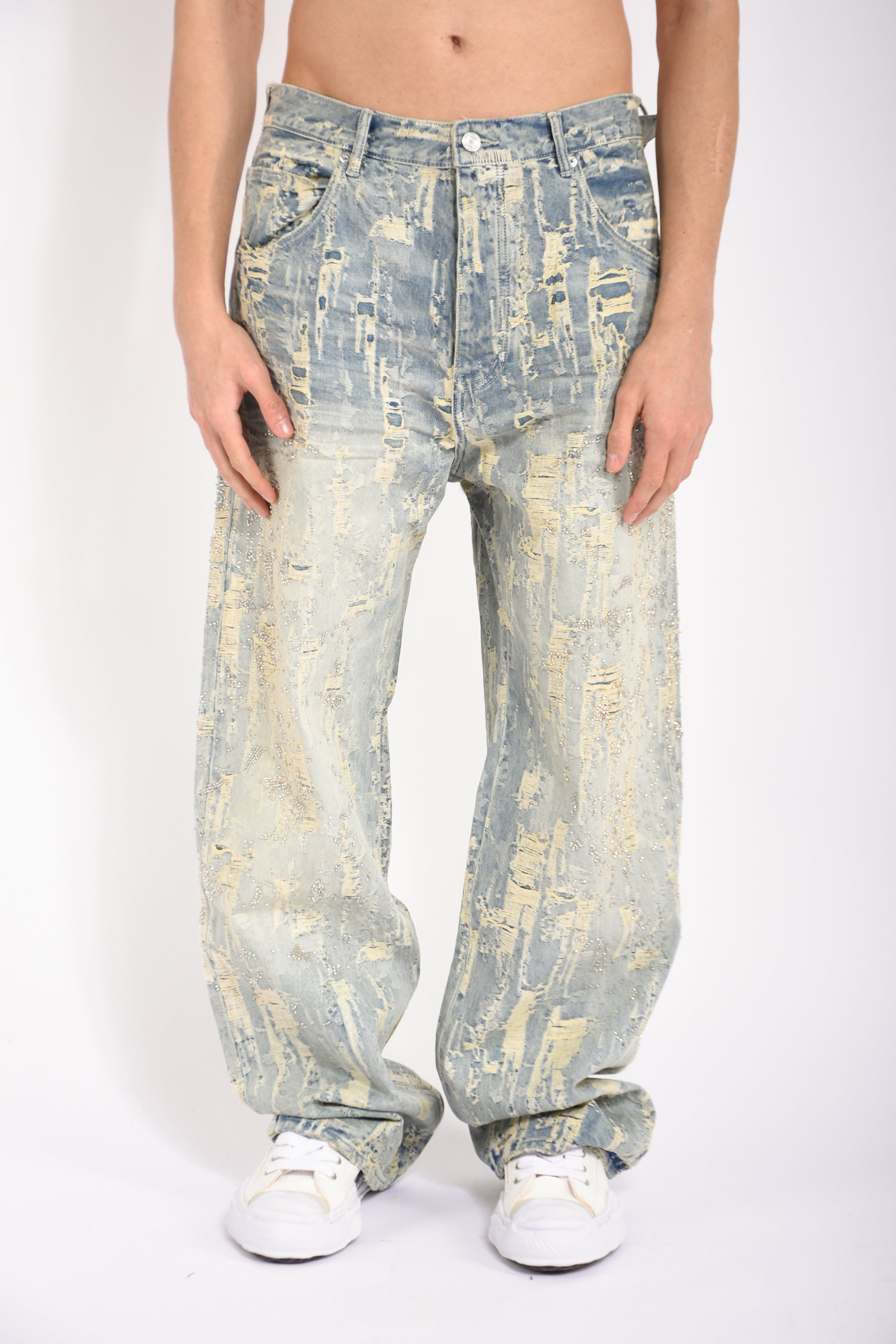 Jeans bead splatter destroy