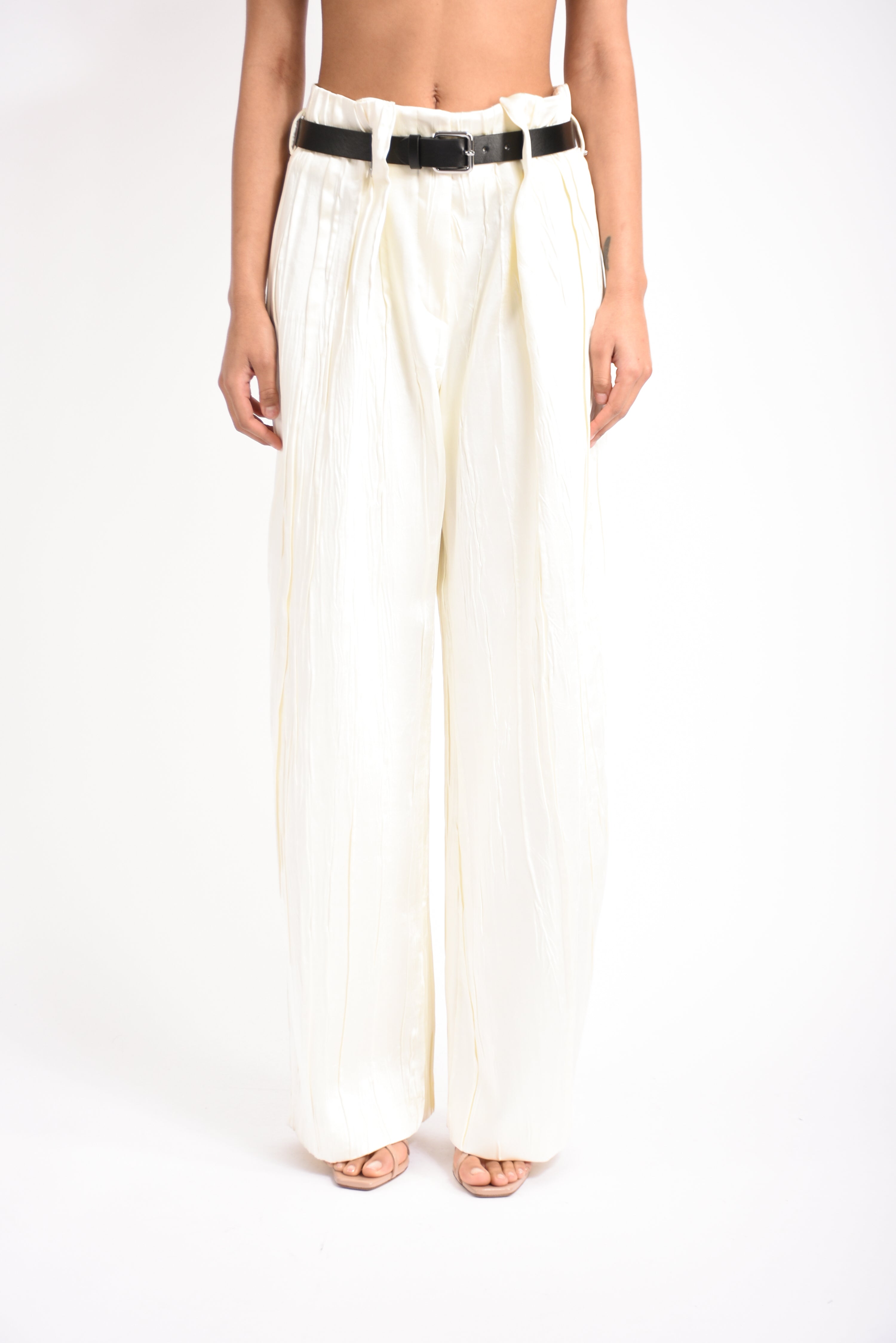 pantaloni ampio in raso lesena