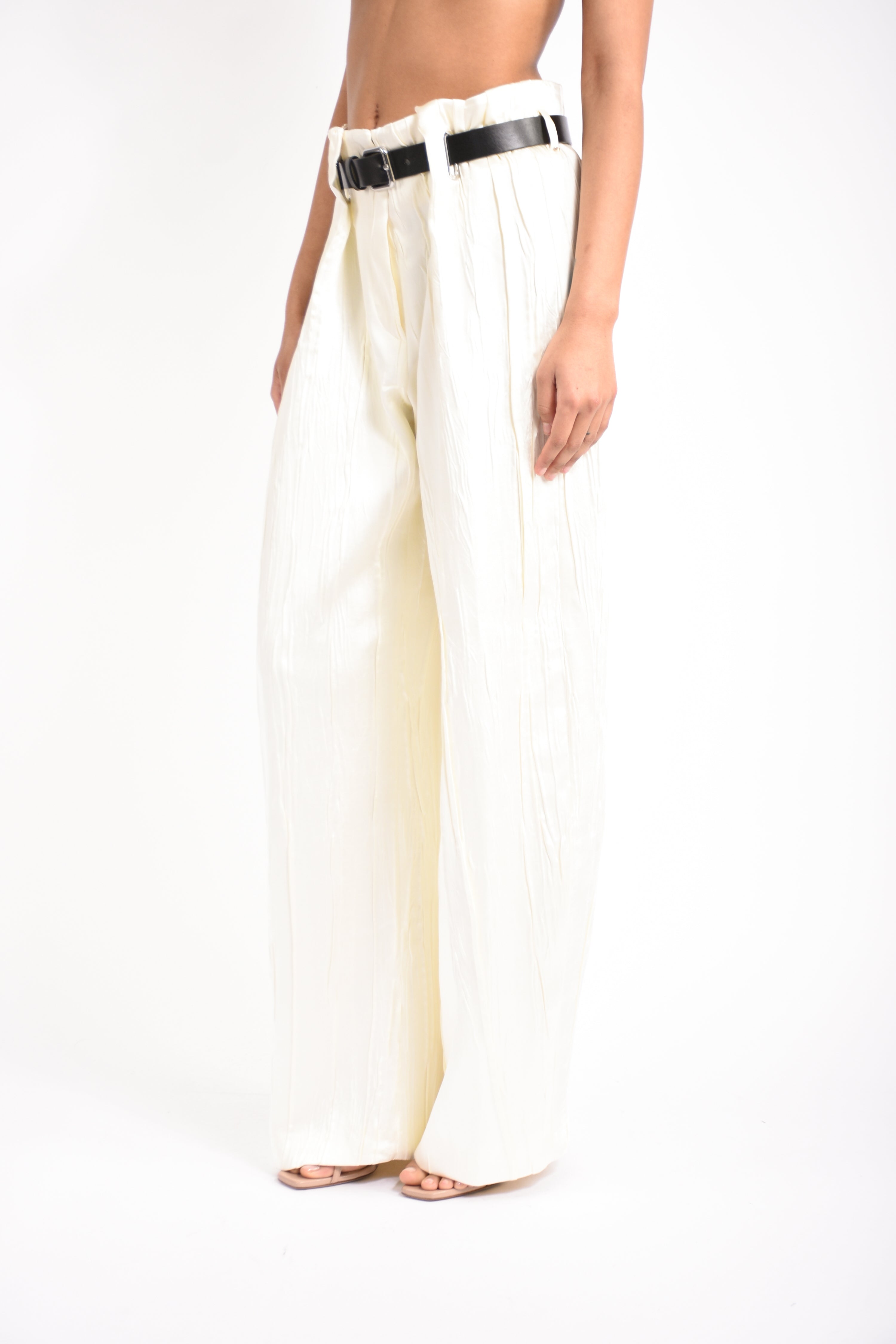 pantaloni ampio in raso lesena