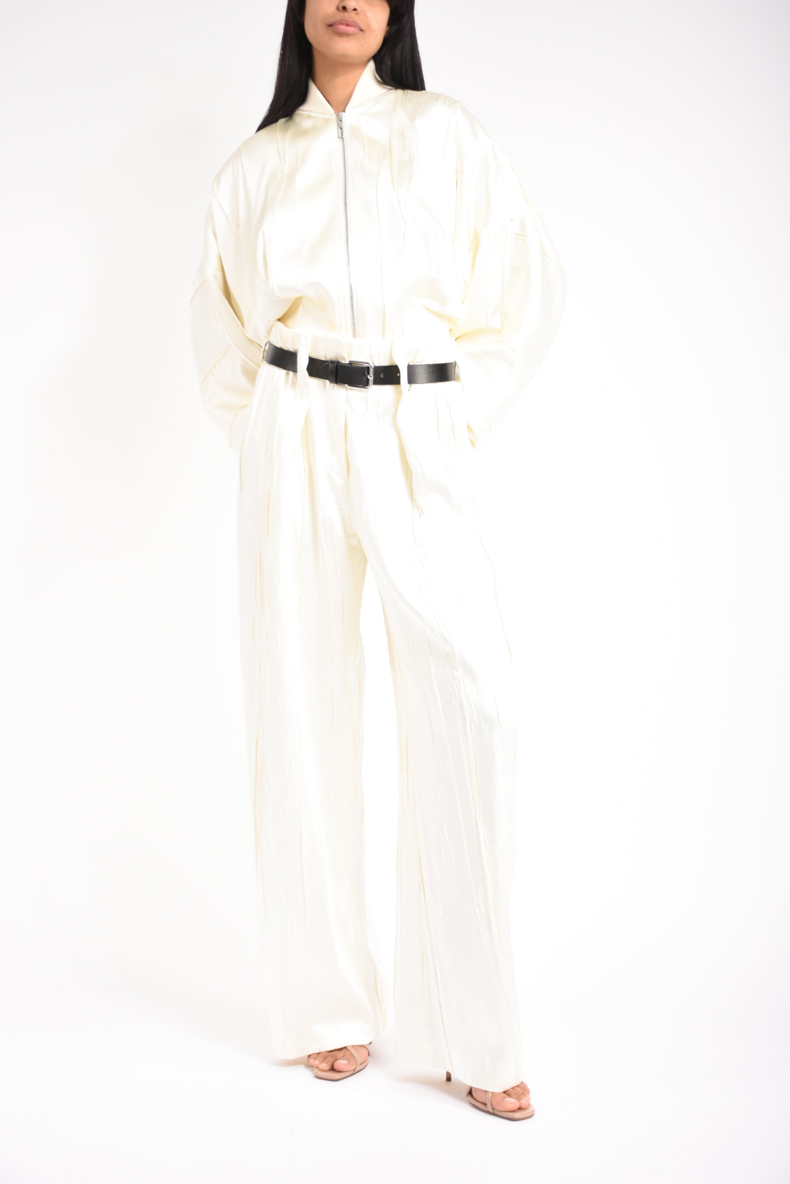 pantaloni ampio in raso lesena