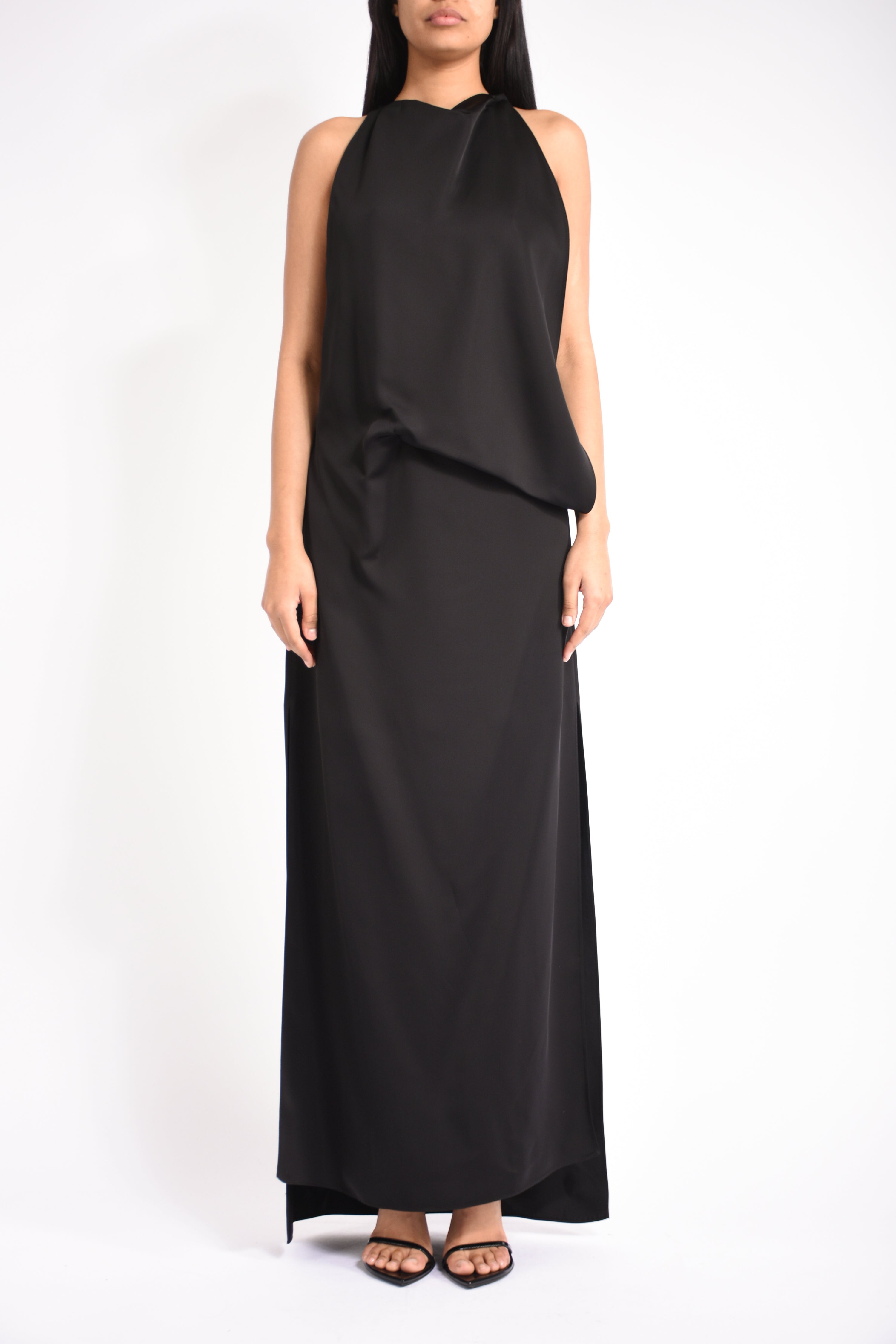 abito lungo in raso di viscosa dolmen