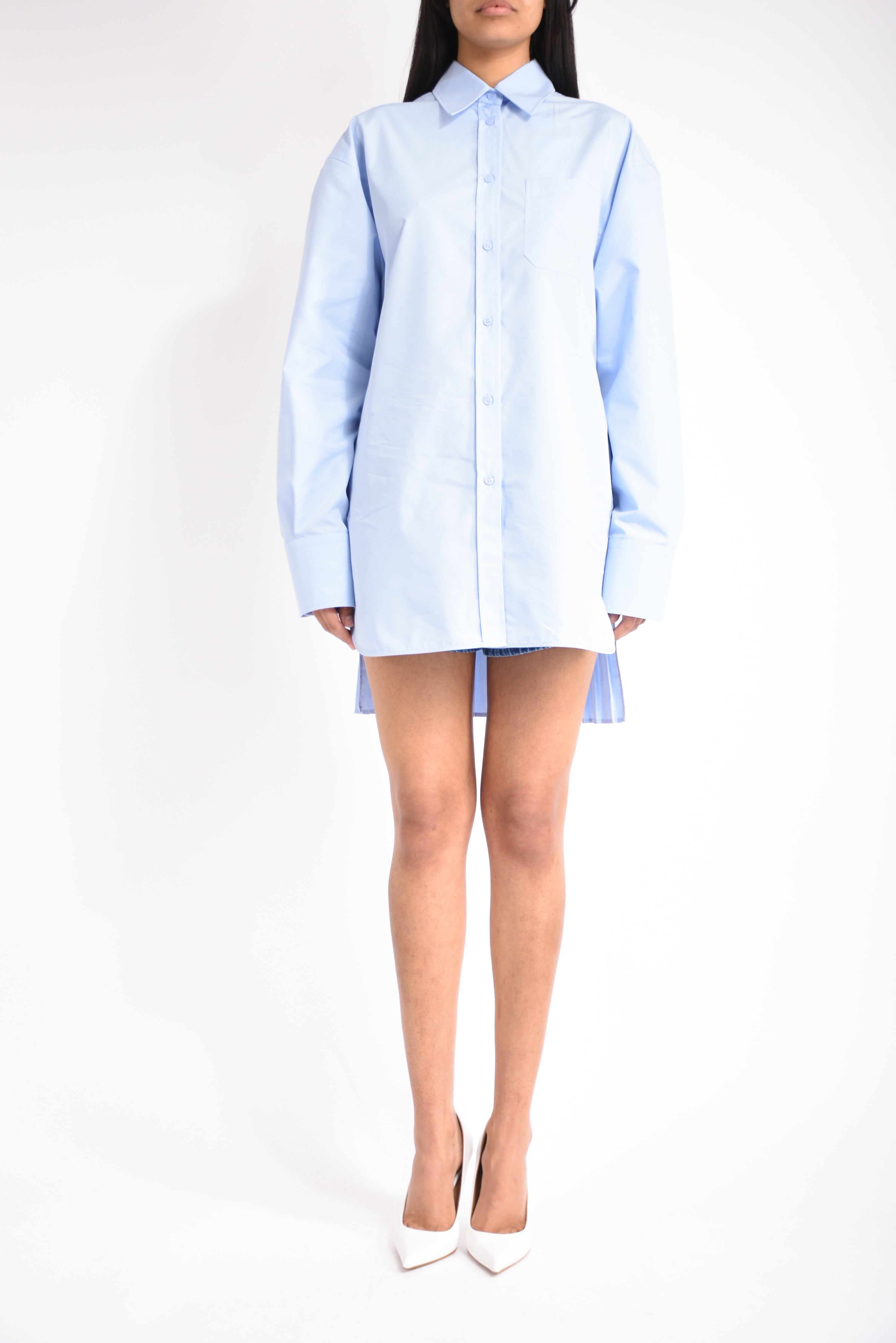 overshirt con dettaglio plissè nespola