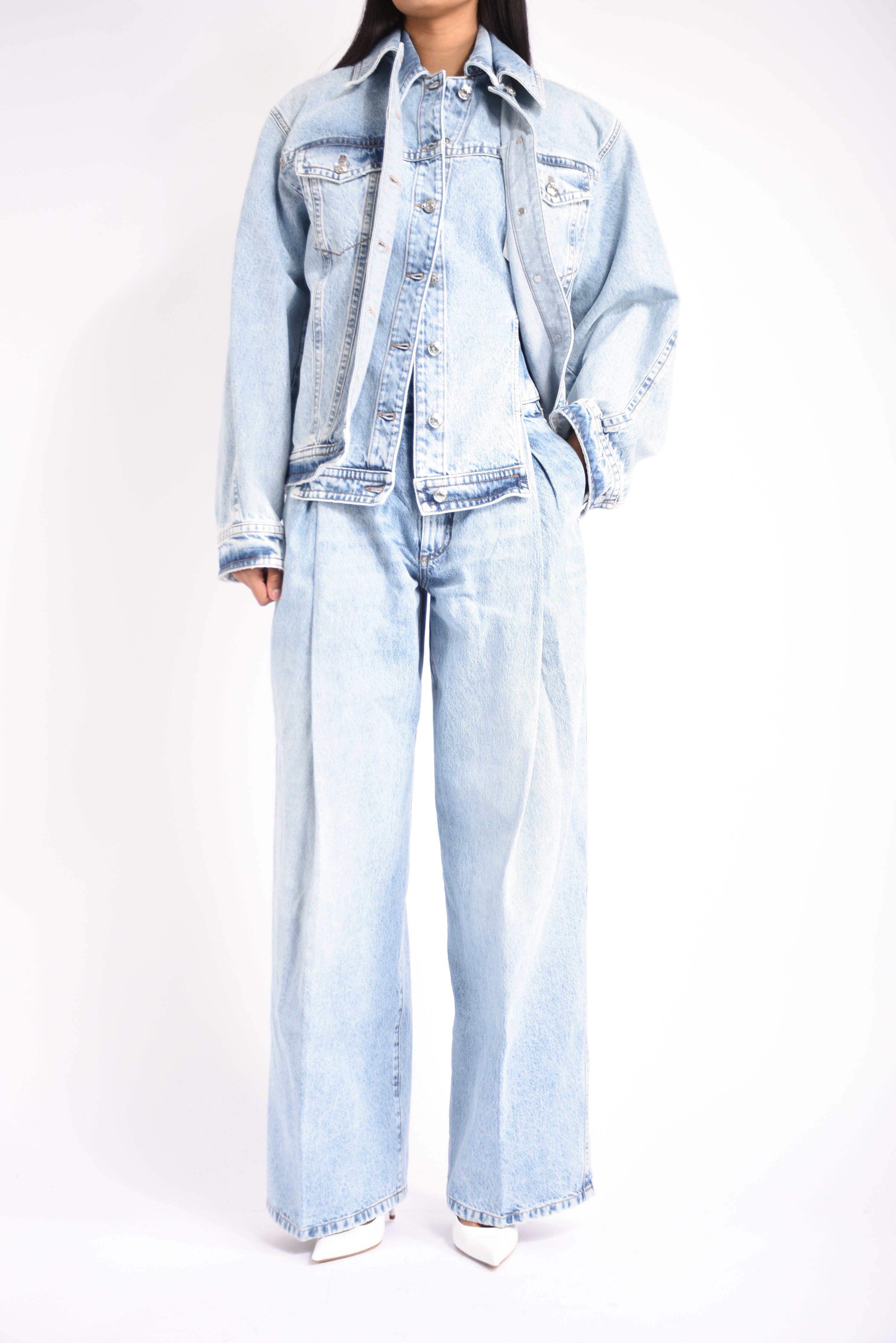 Giacca due pezzi in denim cloro