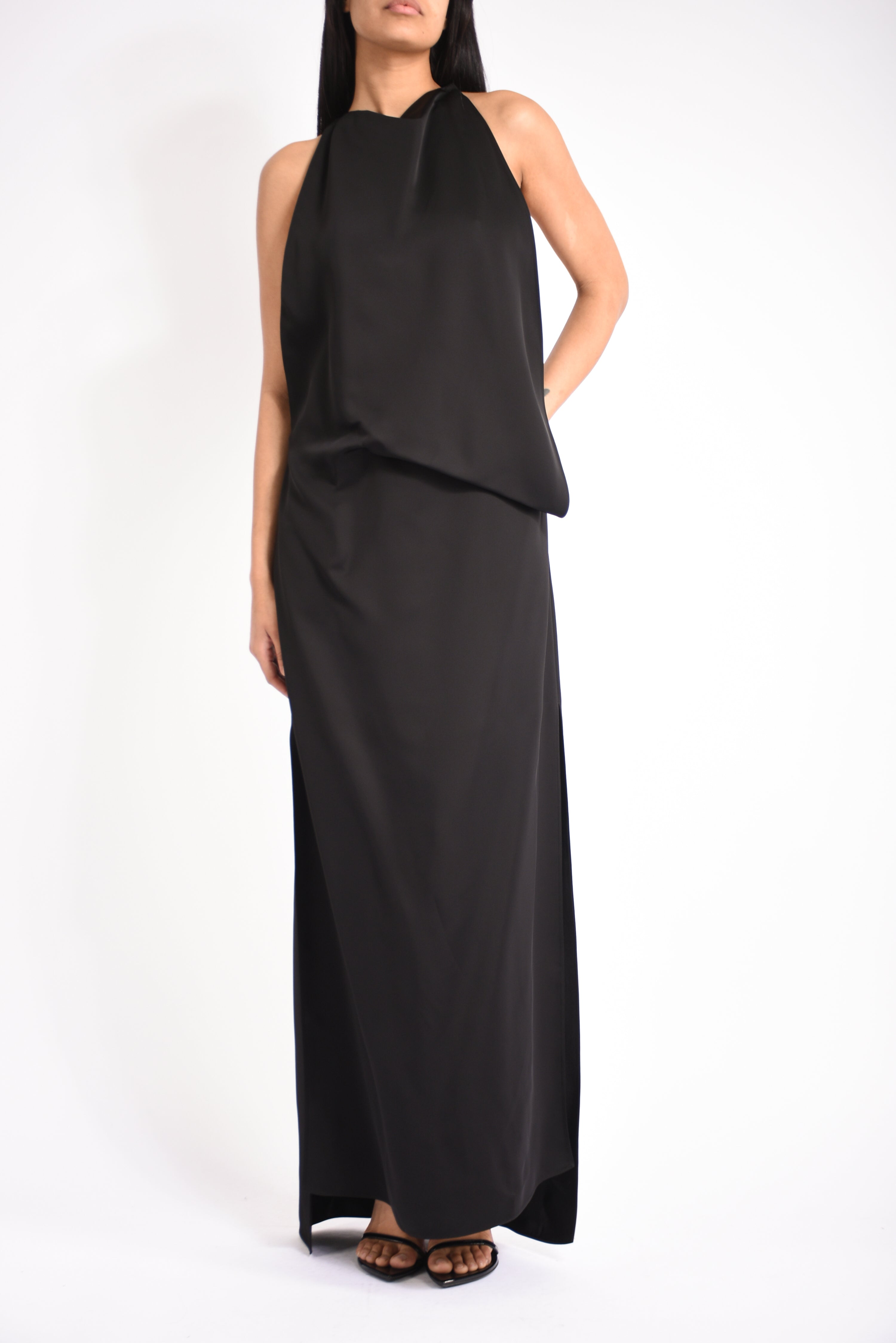 abito lungo in raso di viscosa dolmen