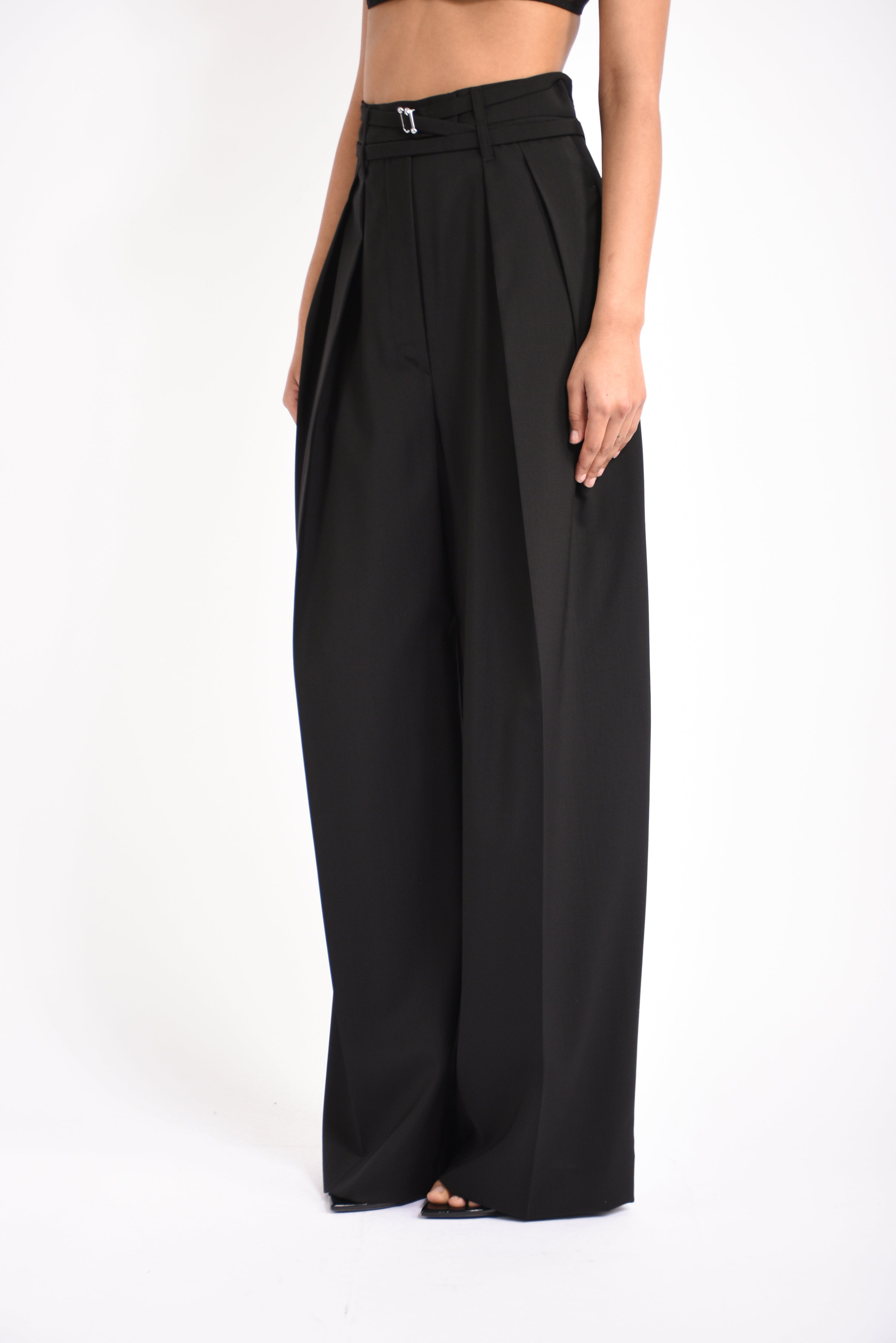 pantaloni ampi in lana stretch bautta