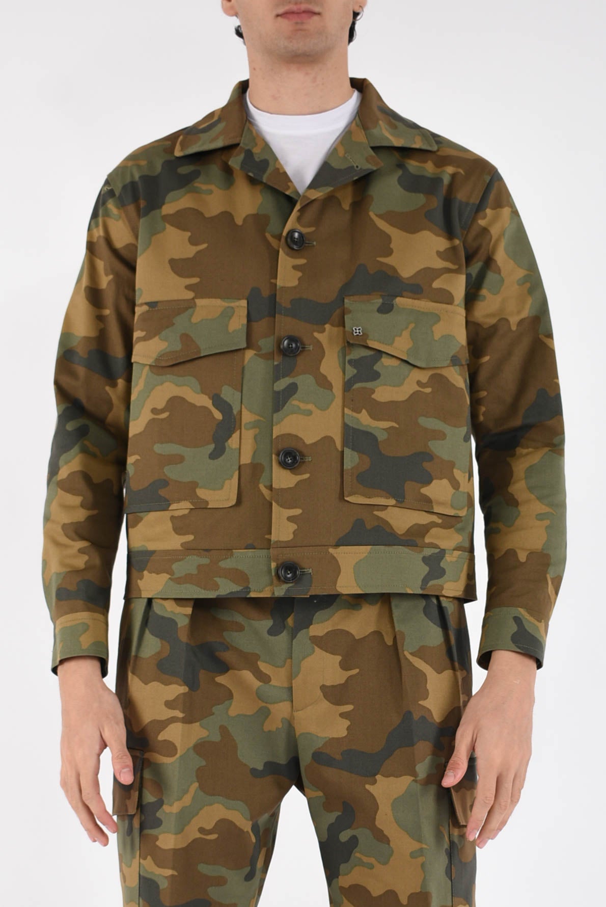 Overshirt camo in cotone