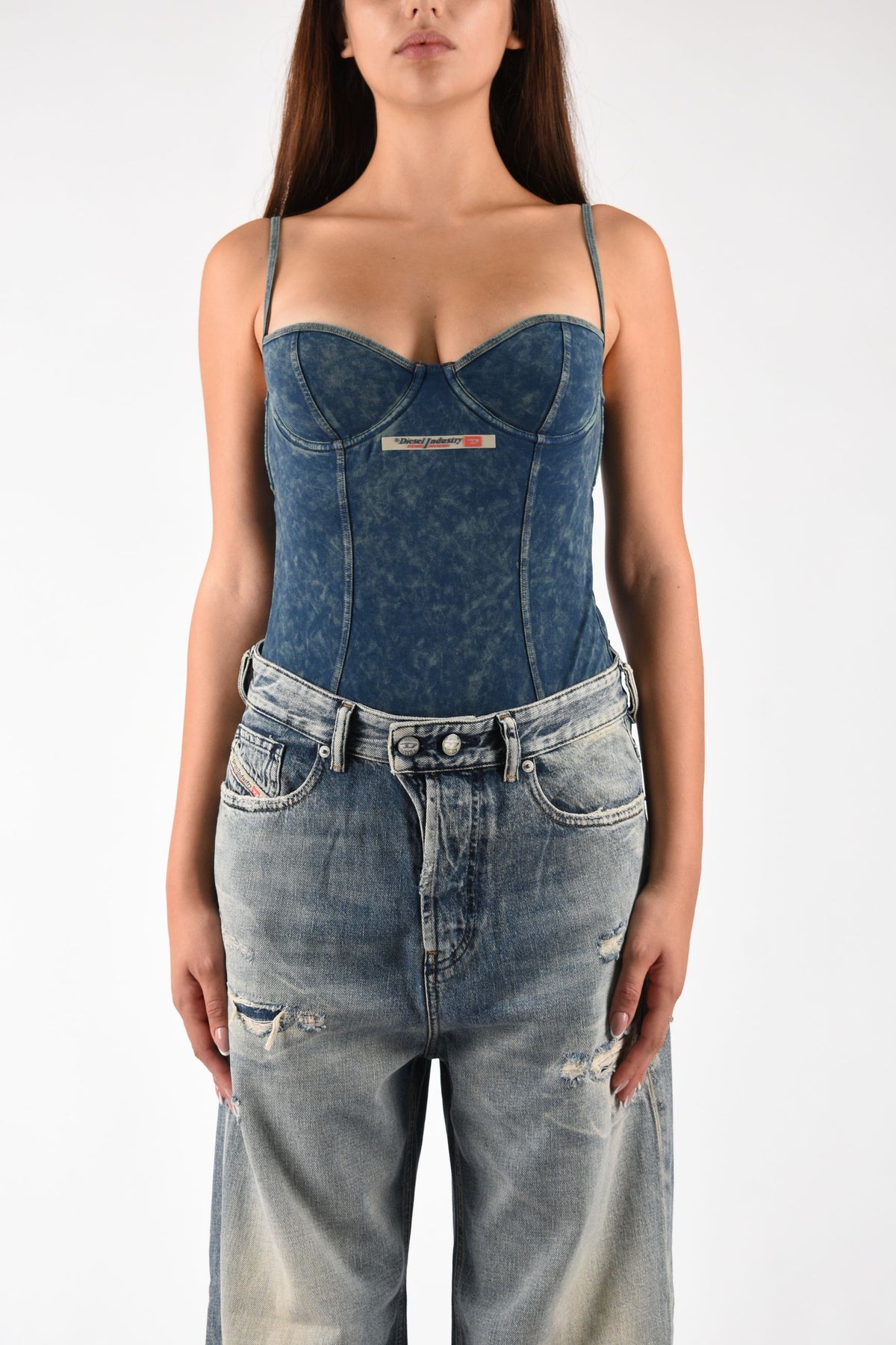 Body in jersey effetto denim A22550QTJBV
