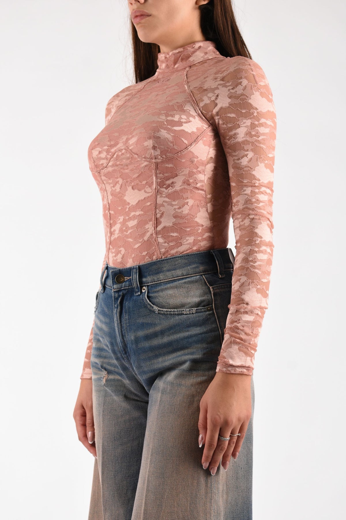 Body in pizzo di nylon con schiena scoperta A225720DRAK