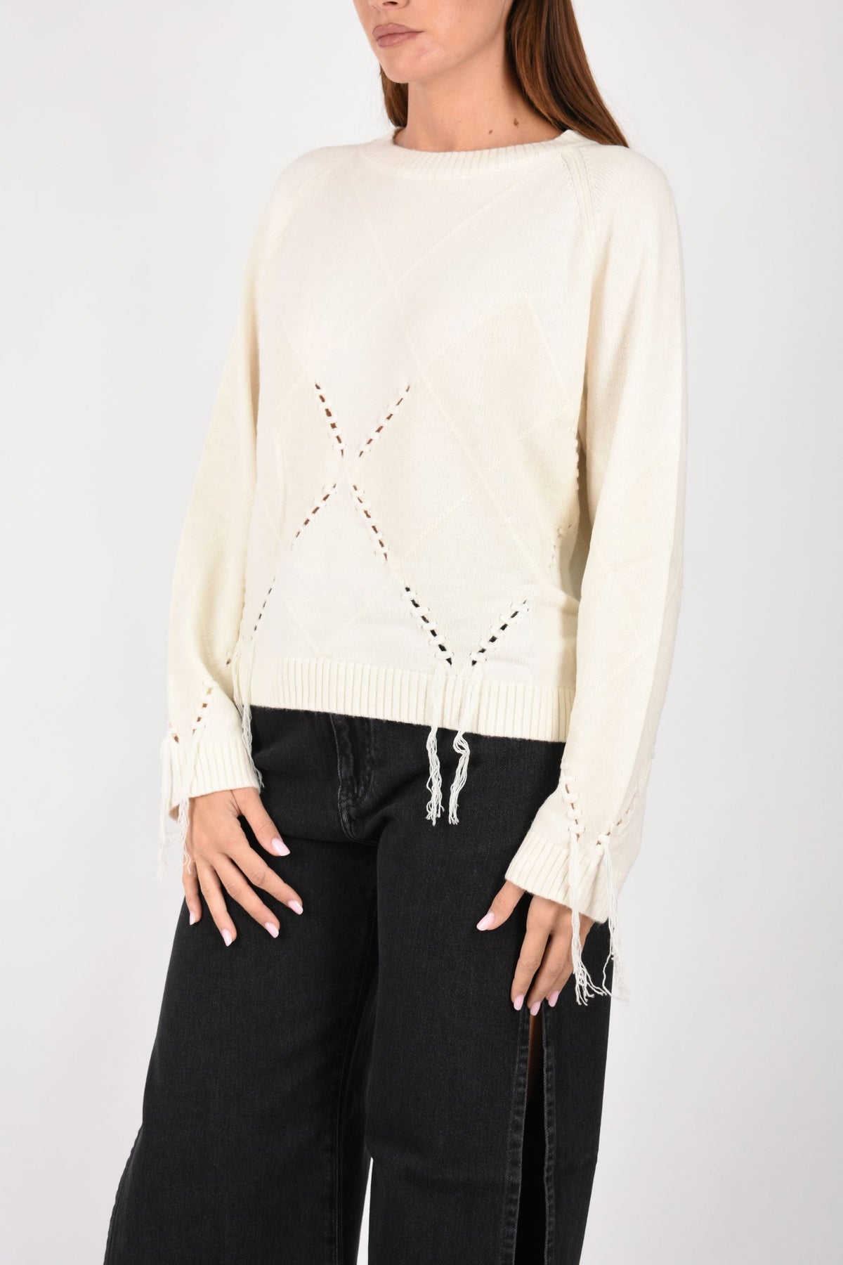 Maglione in lana e cashmere con maxi rombi 107377A3JE